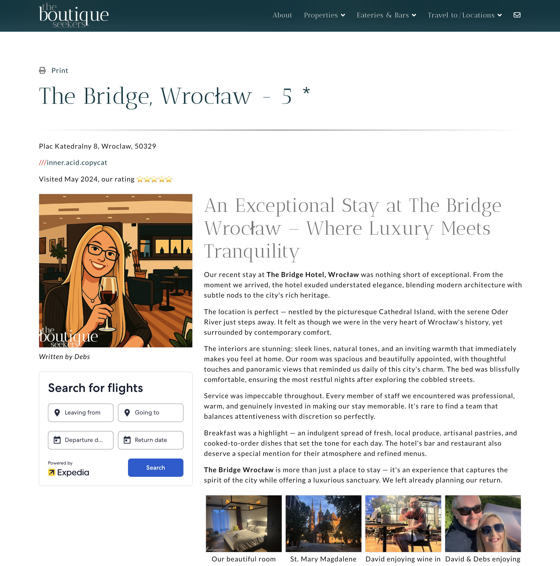 The Boutique Seekers responsive Joomla! travel website displayed on a desktop computer, created by WA Designs.